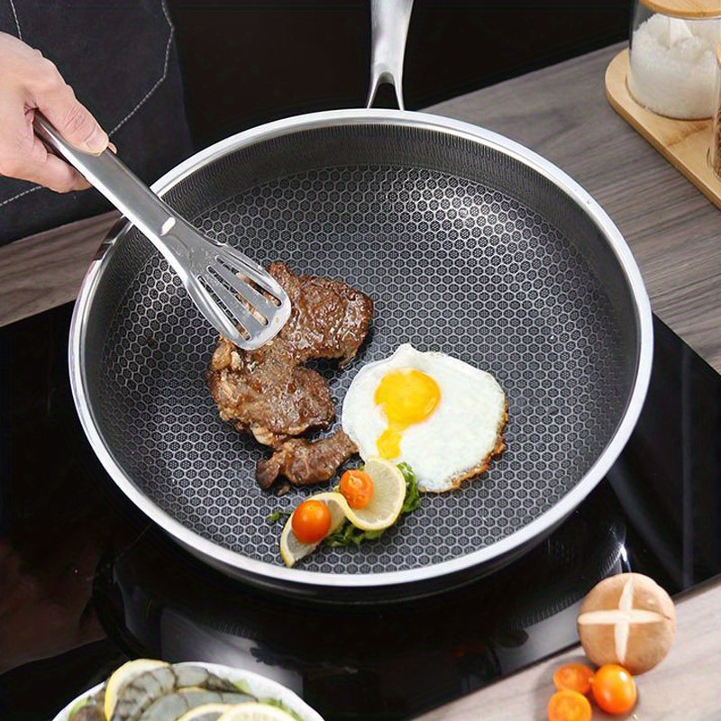 1pc honeycomb nonstick stainless steel frying pan 10 6 inch for eggs omelets compatible with gas induction cookers modern kitchen cookware hand wash only details 4