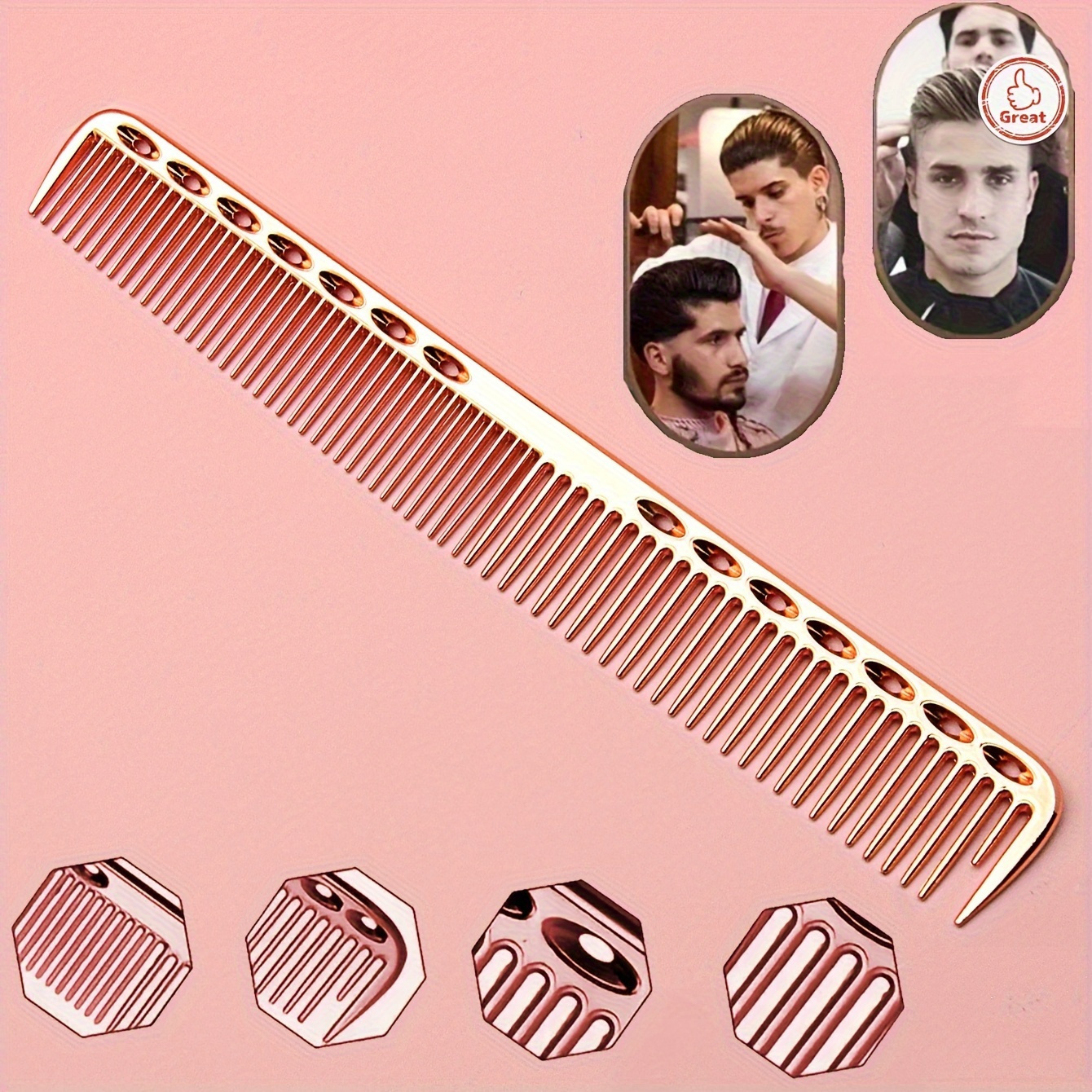 

1pc Hairdressing Aluminum Comb, Fine Teeth Hair Comb, Hair Styling Comb Tool, For Barber Salon Home Use