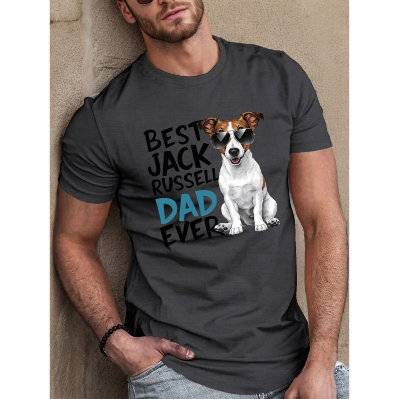 

Jack Russell Dad Print Tee Shirt, Tees For Men, Casual Short Sleeve T-shirt For Summer