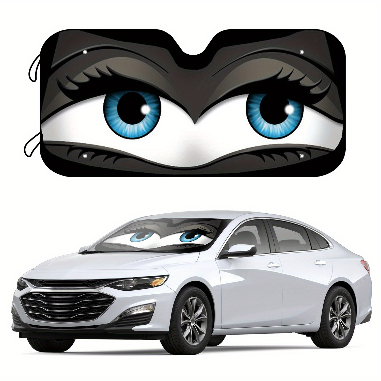 

Uv Protection Cartoon Eyes Car Sun Shade - Keep Your Car Cool & Stylish With 4 Free Suction Cups!