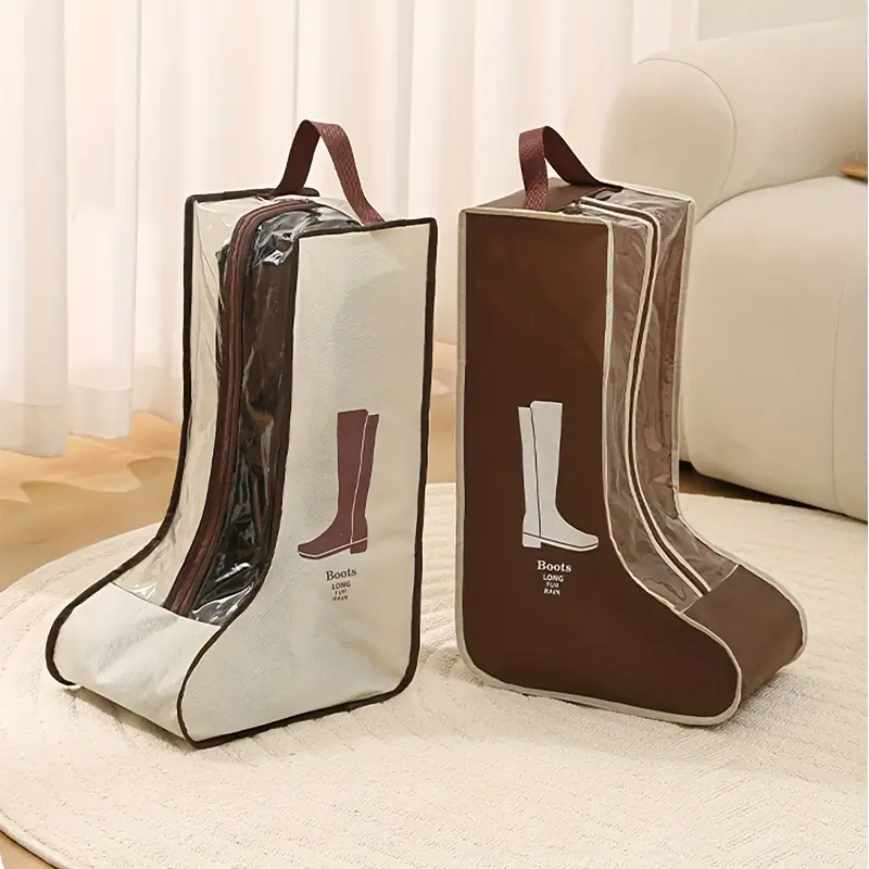 1 functional fabric boot storage bag transparent dustproof moisture proof shoe protector pouch lightweight with handle for long boots ankle boots hanging shoe organizer for home kitchen closet use hanging shoe organizers details 1