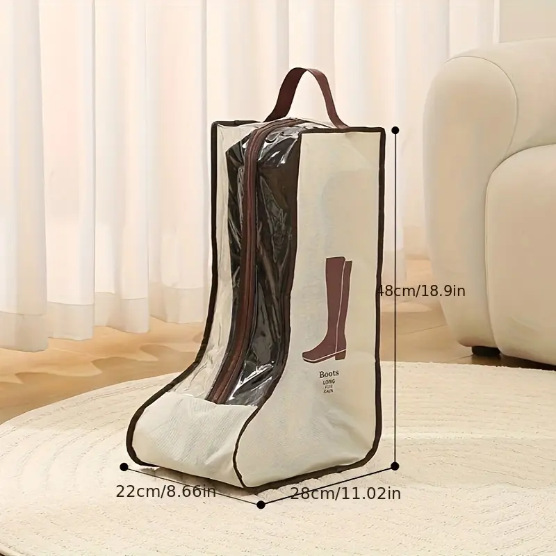 1 functional fabric boot storage bag transparent dustproof moisture proof shoe protector pouch lightweight with handle for long boots ankle boots hanging shoe organizer for home kitchen closet use hanging shoe organizers details 4