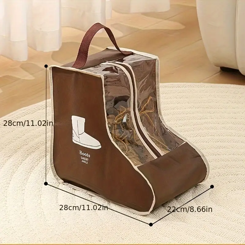 1 functional fabric boot storage bag transparent dustproof moisture proof shoe protector pouch lightweight with handle for long boots ankle boots hanging shoe organizer for home kitchen closet use hanging shoe organizers details 8
