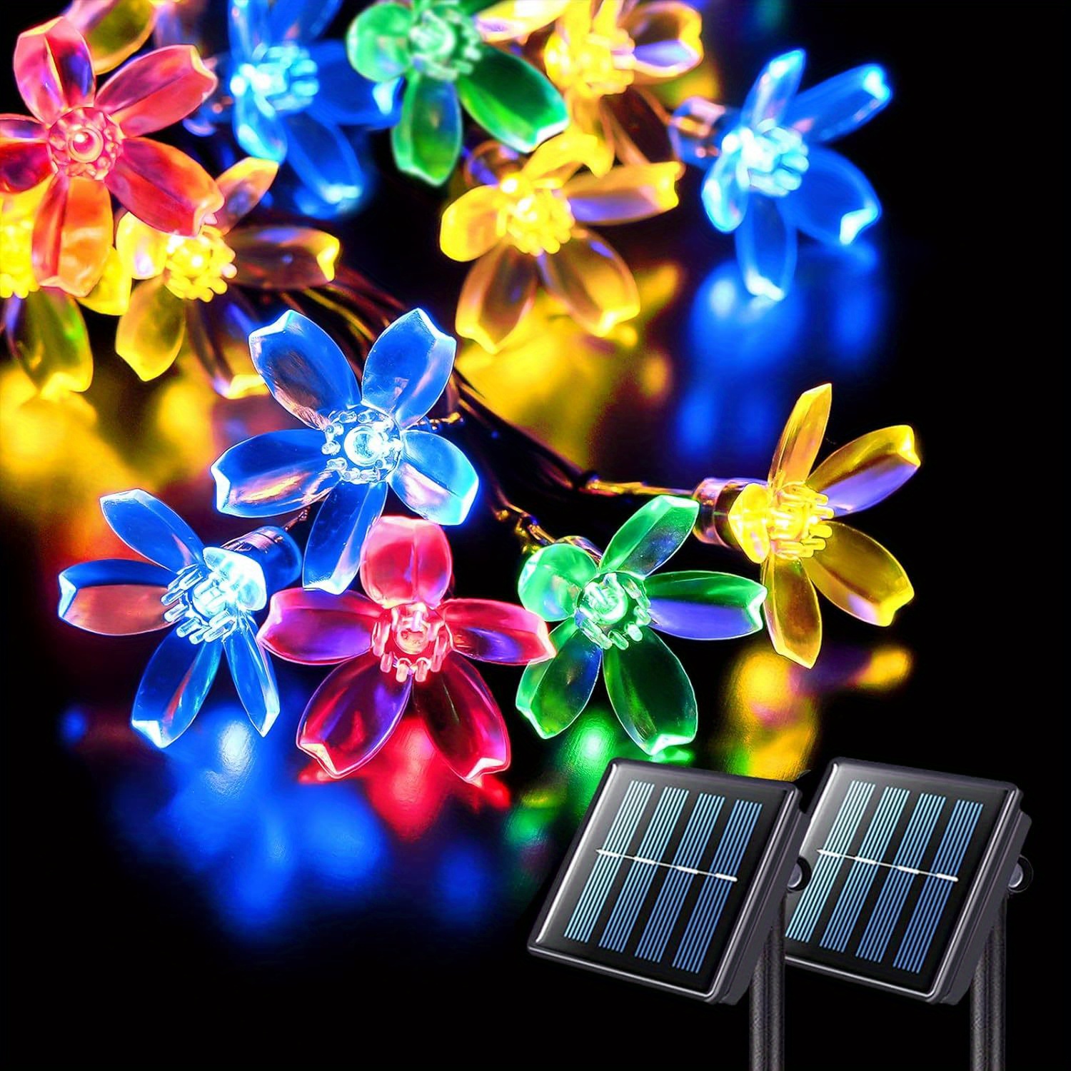 

2 Pack Solar Flower String Lights, Total 100leds/ 200leds Solar String Lights Outdoor Waterproof, 8 Mode Solar Christmas Fairy Light For Fence Garden Yard Patio Tree Decor