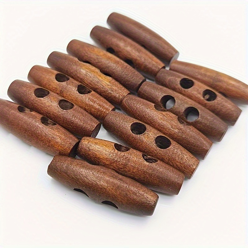 

20pcs Wooden Toggle Buttons - 2-hole Olive Shaped Sewing Fasteners For Handicrafts, Diy Projects, Clothing, And Windbreaker Accessories