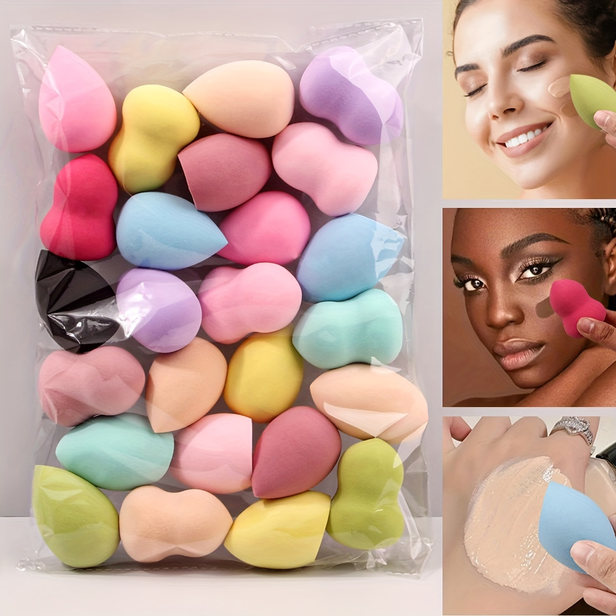 

10-pack Hydrophilic Pu Beauty Sponge Set For Normal Skin, Unscented - Non-absorbent Cosmetic Blenders For Foundation, Powder, Cream Application