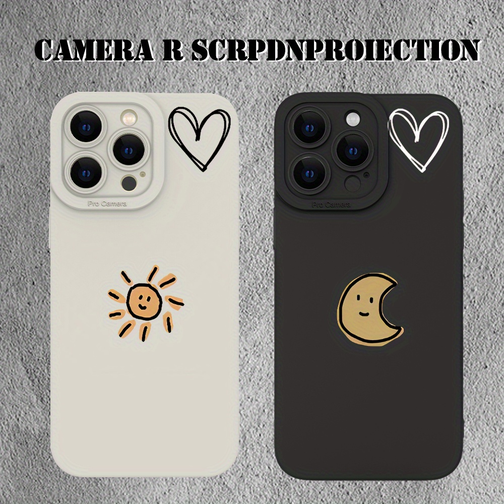 

Sun And Moon Pattern Couple's Tpu Phone Cases For Iphone 15/14/13/12/11/xs/xr/x/7/8 Plus/pro/max/mini - Matte Texture Anti-scratch Protective Covers - Ideal Gift For Friends, Children, Family