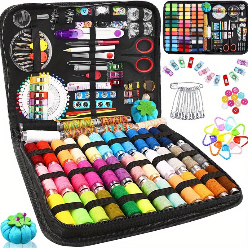 

Kit de Couture Deluxe de pièces avec 30 Couleurs de Fil Vibrantes - Ensemble Portable et Complet avec Ciseaux, Aiguilles, Épingles & Plus - Idéal pour les Réparations Rapides & les de Voyage