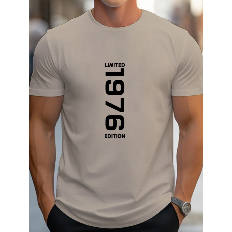 

Limited 1976 Edition Printed T-shirt For Men, Casual Quick-drying Breathable Short Sleeved T-shirt For Running Training, Summer