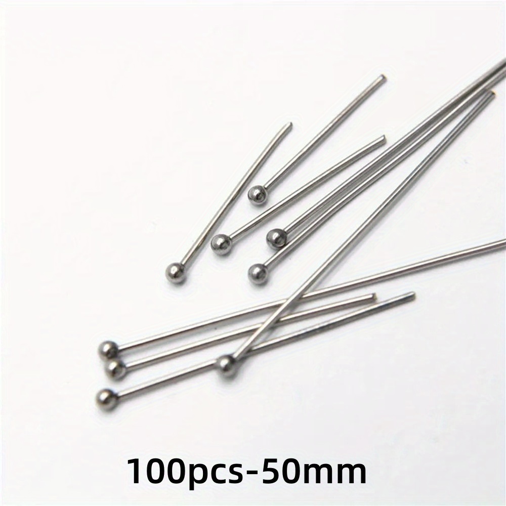 Image of 100pcs 15-50mm Stainless Steel Ball Head Pins Craft Head Pins Straight Head Pins For Dangle Earring Pendant Bracelet Necklace Jewelry Crafts