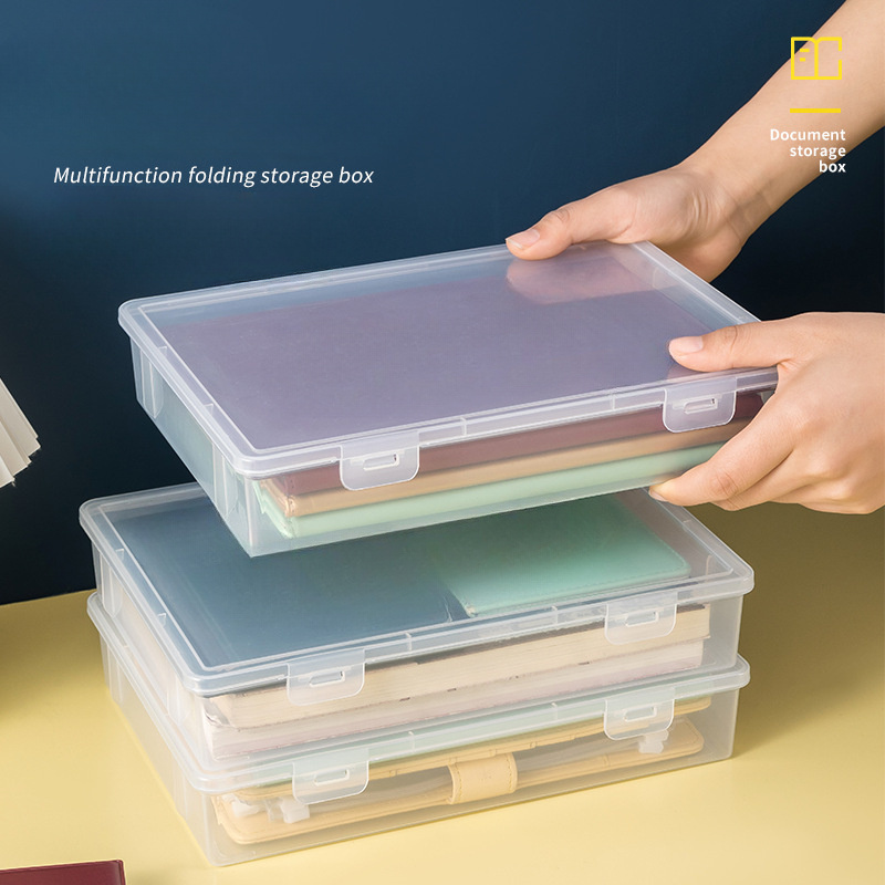 

Stackable A4 Paper Storage Box With Lid - Transparent Plastic Desk Organizer, Dustproof File Holder For Office And Home