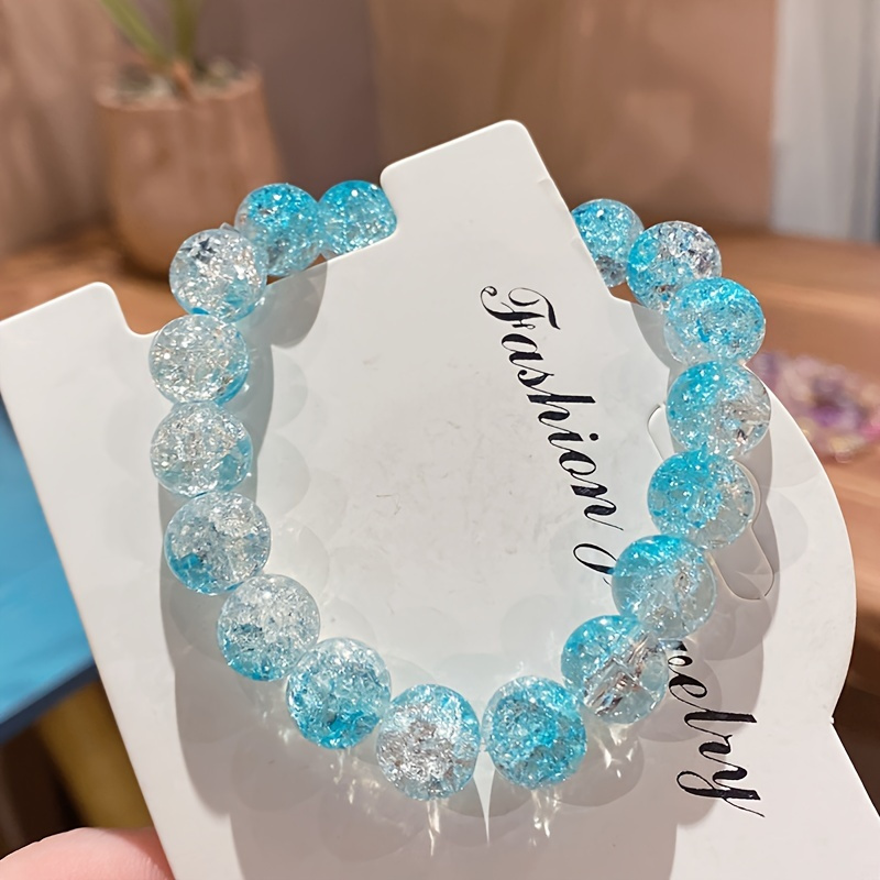 Ice Transparent Dual-color Bracelet With Transparent Crack Pattern Gradient Color