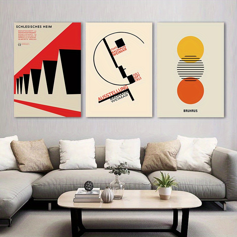 

Framed 3 Piece Bauhaus Industrial Style Posters And Prints Abstract Geometric House Poster Nordic Wall Art Modern Artwork Coffee Cup Wall Art Pictures For Living Room Decor