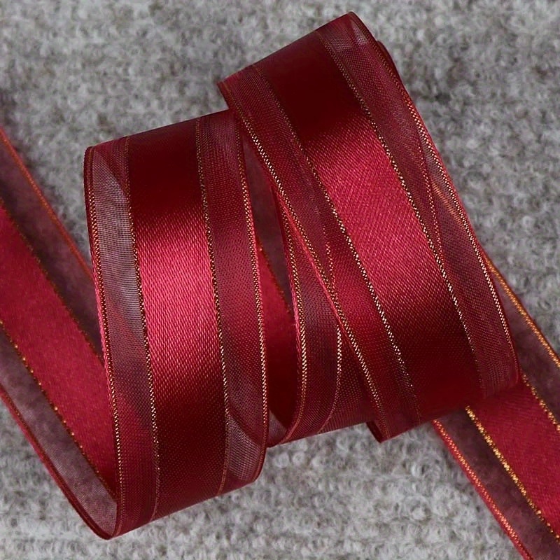 25mm Organza Ribbon Golden Ribbons For Wedding Christmas Party Decor Flower Gift Packing Ribbon For Crafts
