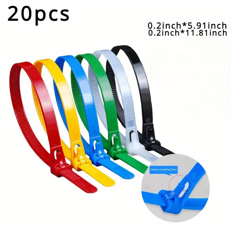100 Stück Bunte Kabelbinder, 20 Cm Lang, Wiederverwendbare Nylon-Kabelbinder Für Haushalt, Garten Und Werkstatt