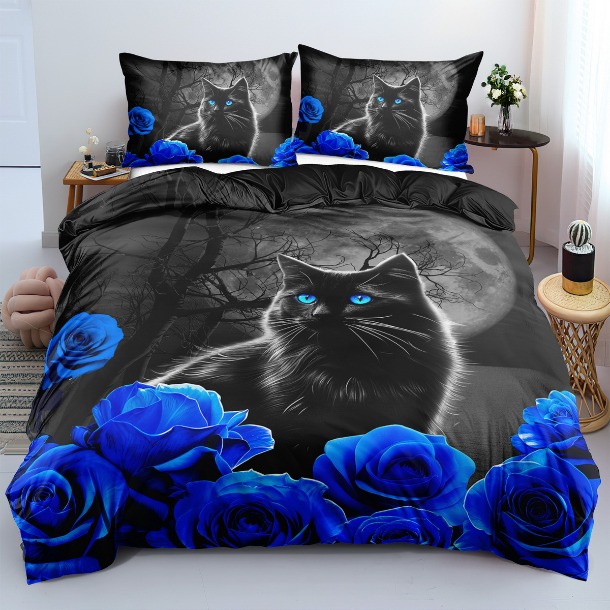 3pcs duvet cover set soft comfortable black cat duvet Temu