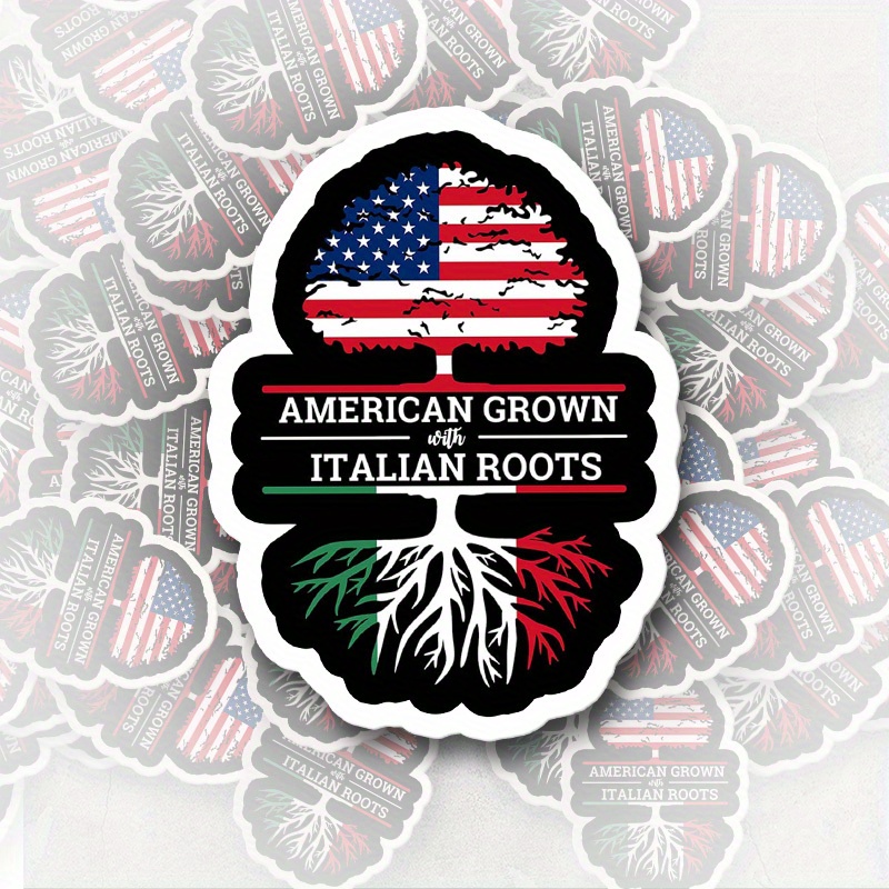 

Vinyl Decal With American Flag & Italian Roots Design - Single Use Italian-american Heritage Sticker For Car, Laptop, Water Bottle, Helmet & Window Decoration