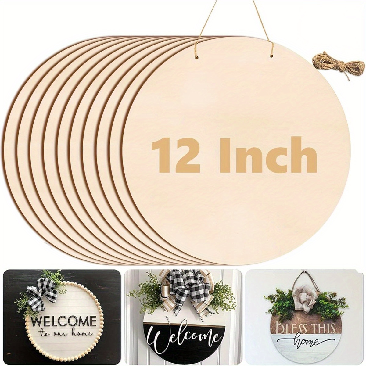 

10-pack 12-inch Unfinished Wood Circles For Crafts – Blank Wooden For Diy Door Hangers, Signs & Decorations