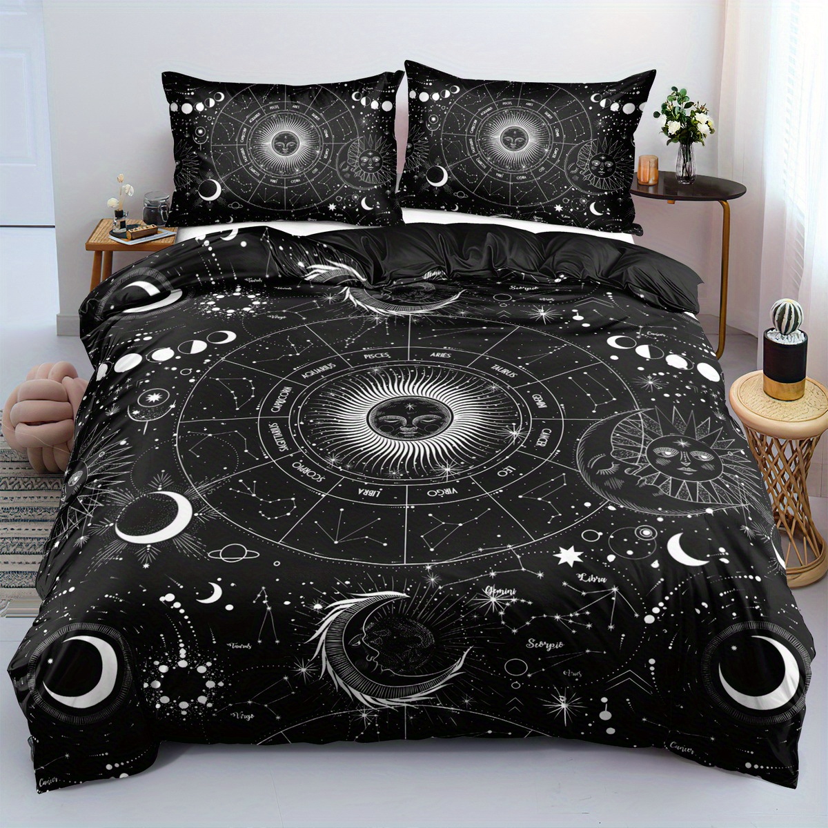 

Bohemian Sun & Moon Bedding Set For Double Bed: Soft, Comfortable, And Durable With Digital Print And 90g Polyester Fabric