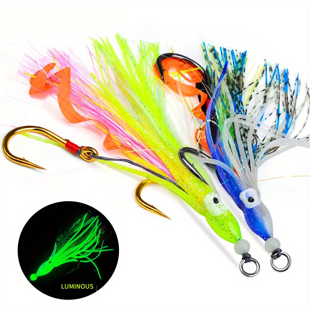 

Luminous Octopus Jig Bait With Double Hooks - Perfect For Night Fishing - 17cm Size - Silicone Body - Stainless Steel Hooks