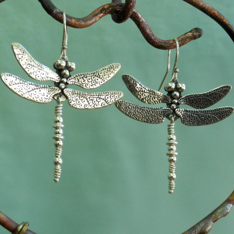 

Dragonfly Earrings - Larger - Silver Color