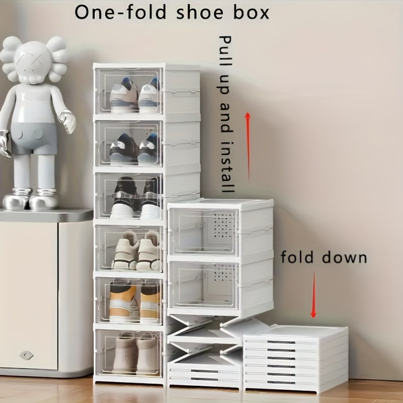 

Waterproof Stackable Shoe Storage Boxes With Doors - Dust-proof Plastic Shoe Organizer, Foldable Space-saver For Home Dorm - Formaldehyde-free Containers For Shoes, Sneakers - Multipurpose Use