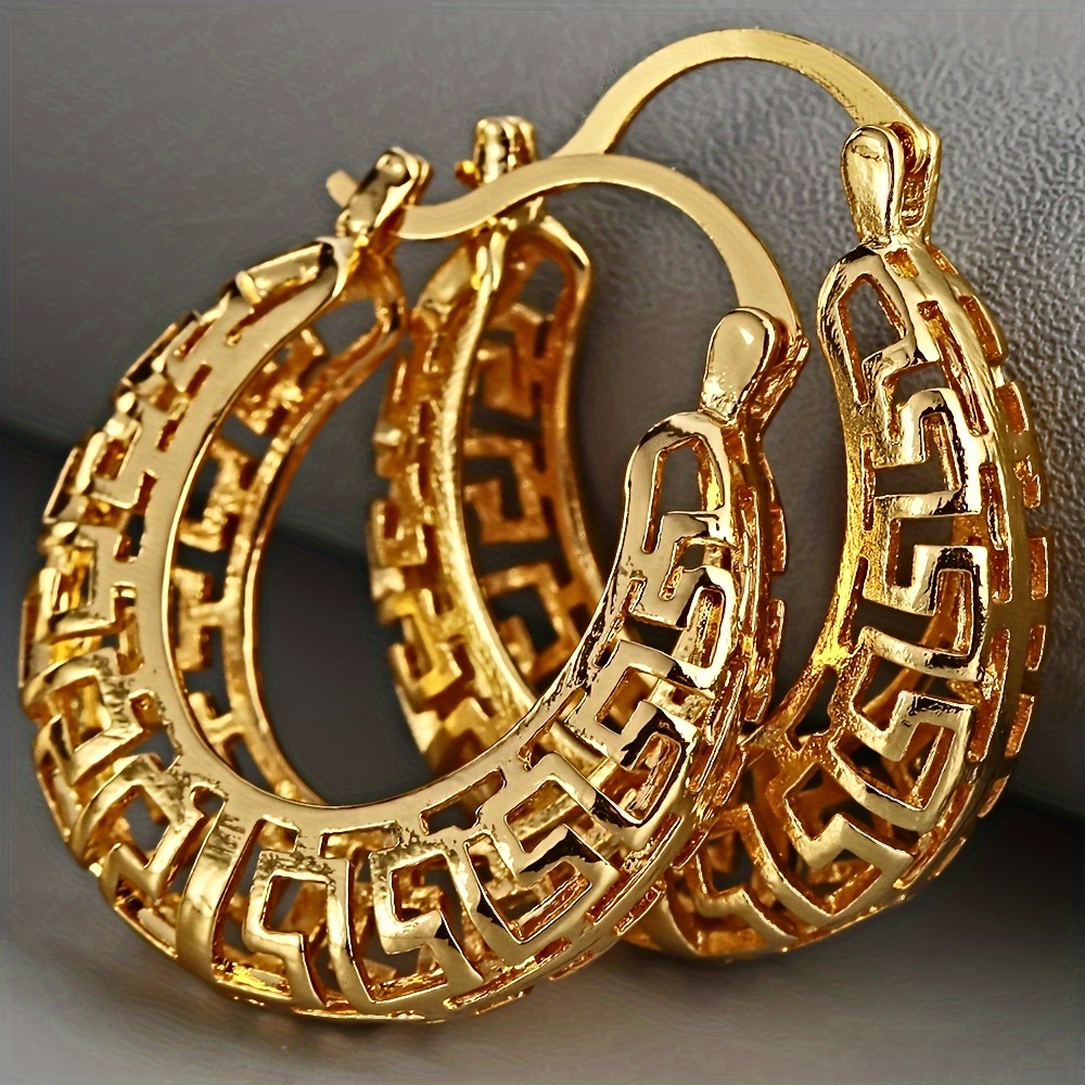 

Golden Big Chunky Hoop Earrings Women's Party Jewelry Personality Ornament