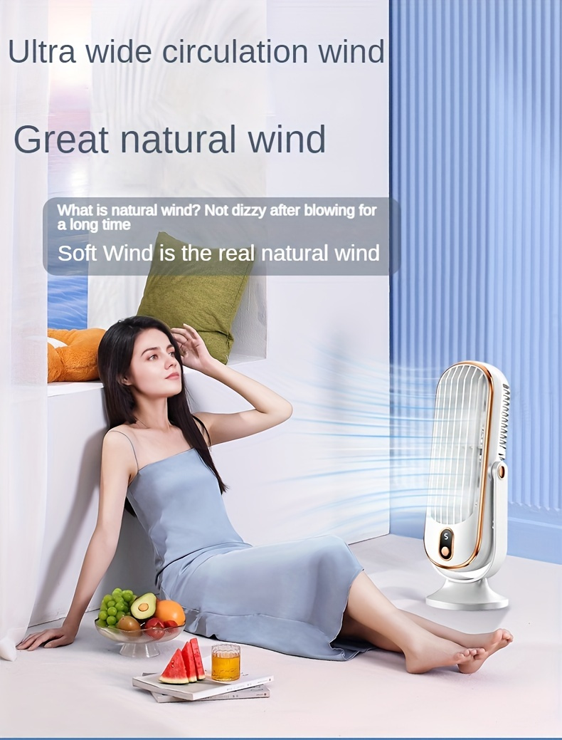 versatile portable air conditioner fan dual motor 5 speed cooling with 720 surround usb rechargeable battery for   camping outdoor use details 3