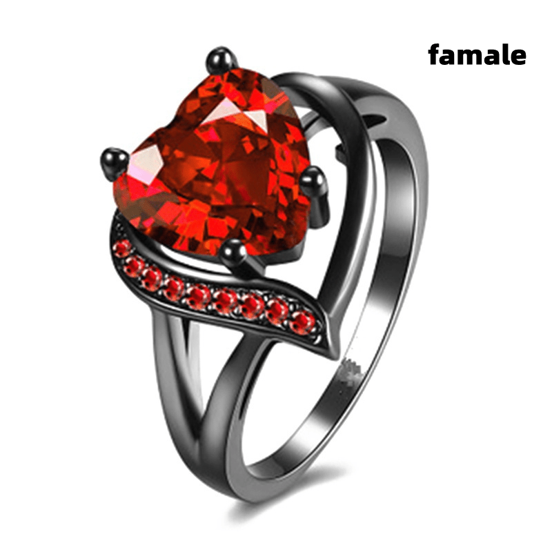 TEMU Creative Red Heart-shaped , Romantic Heart-shaped Design, Engagement Ring, Valentine's Day Gift