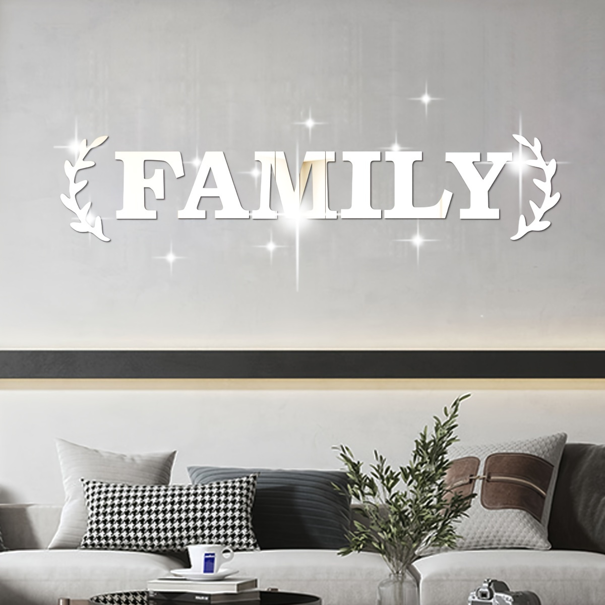 

Creative Family Sign Door Mirror Sticker, Self-adhesive Removable Acrylic Mirror Wall Decals, Home Entryway Living Room Porch Home Decoration Wall Stickers, Diy Art Mural Decals