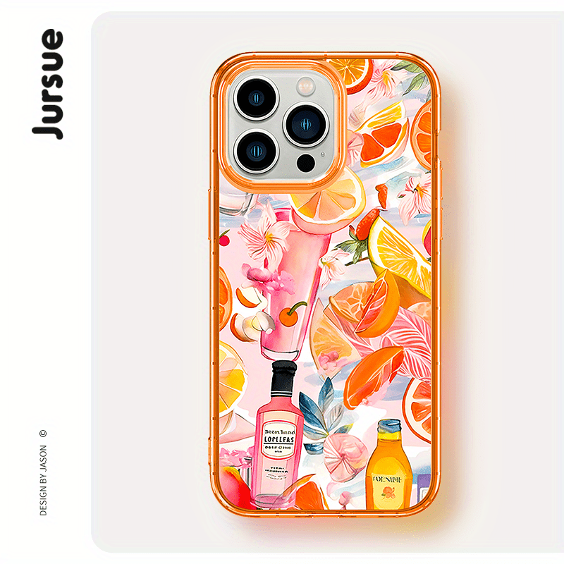 

Tropical Citrus & Floral Design Tpu Phone Case - Shockproof Soft Protective Cover Compatible With Iphone 15, 14, 13, 12, 11, Pro, Max, Se 2020, X, Xr, Xs, 8, 7 - Aesthetic Fashion H4022q