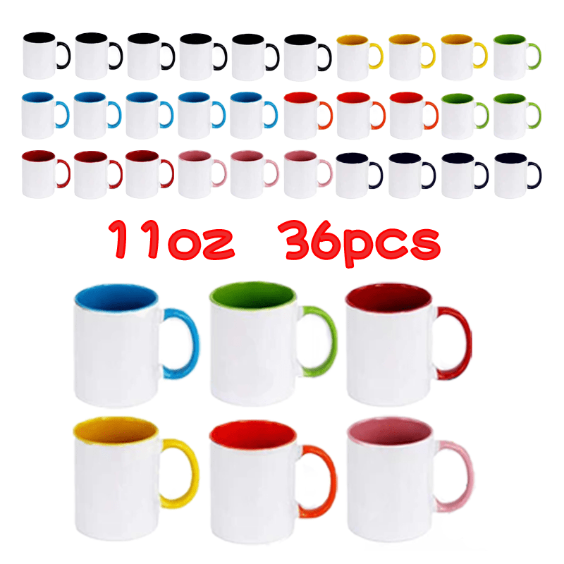 

36pcs 11oz Color Handle Ceramic Mug Portable Wide Mouth Coffee Mug Milk Cup Individual White Box Packaging Perfect Holiday Gift