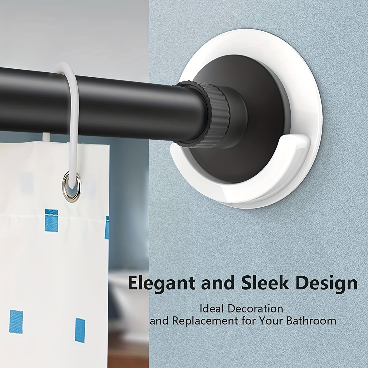 

2pcs Easy-install Self-adhesive Curtain Rod Holders - Waterproof & Rust-resistant, Shower & Bathroom Decor, White