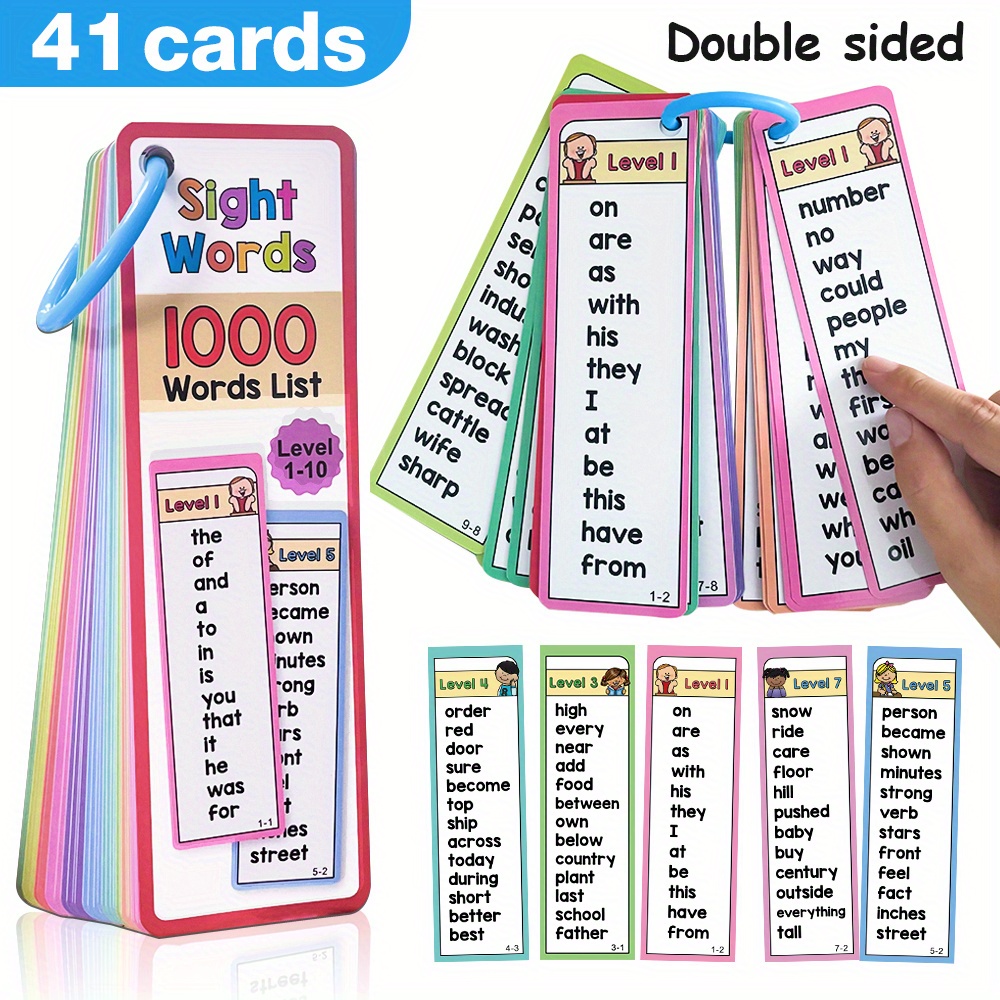 

Lachilly 1000 Sight Words Flash Cards: Preschool To 3rd Grade, High Definition Printing, Detachable Storage Buckle