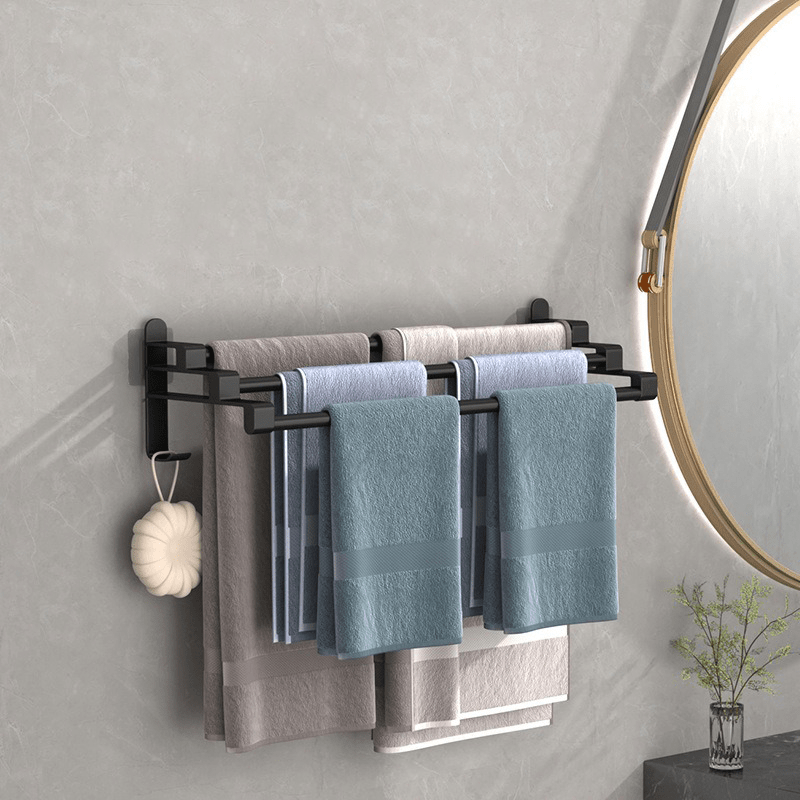 

Easy-install Carbon Steel Towel Bar - No-drill, Multi-layer Storage Rack For Bathroom & Kitchen Towel Holder For Bathroom Towel Rack For Bathroom