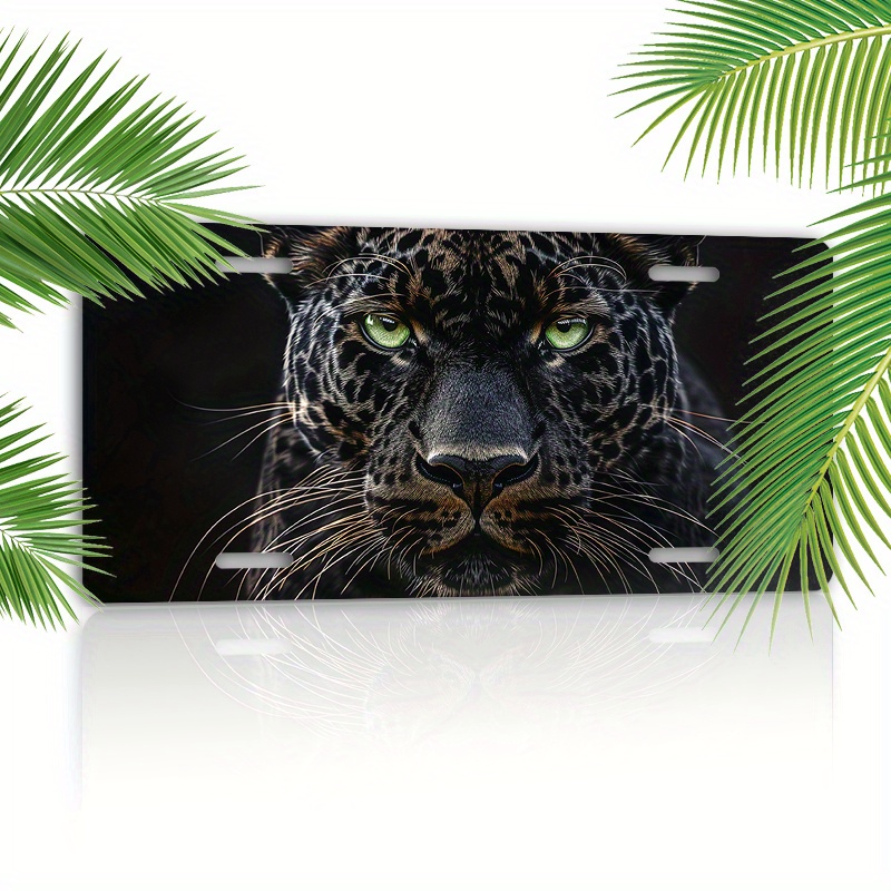 

Waterproof Aluminum License Plate - 1pc 6x12 Inch Leopard Eyes Print, Fade-resistant, Decorative Front Car Tag