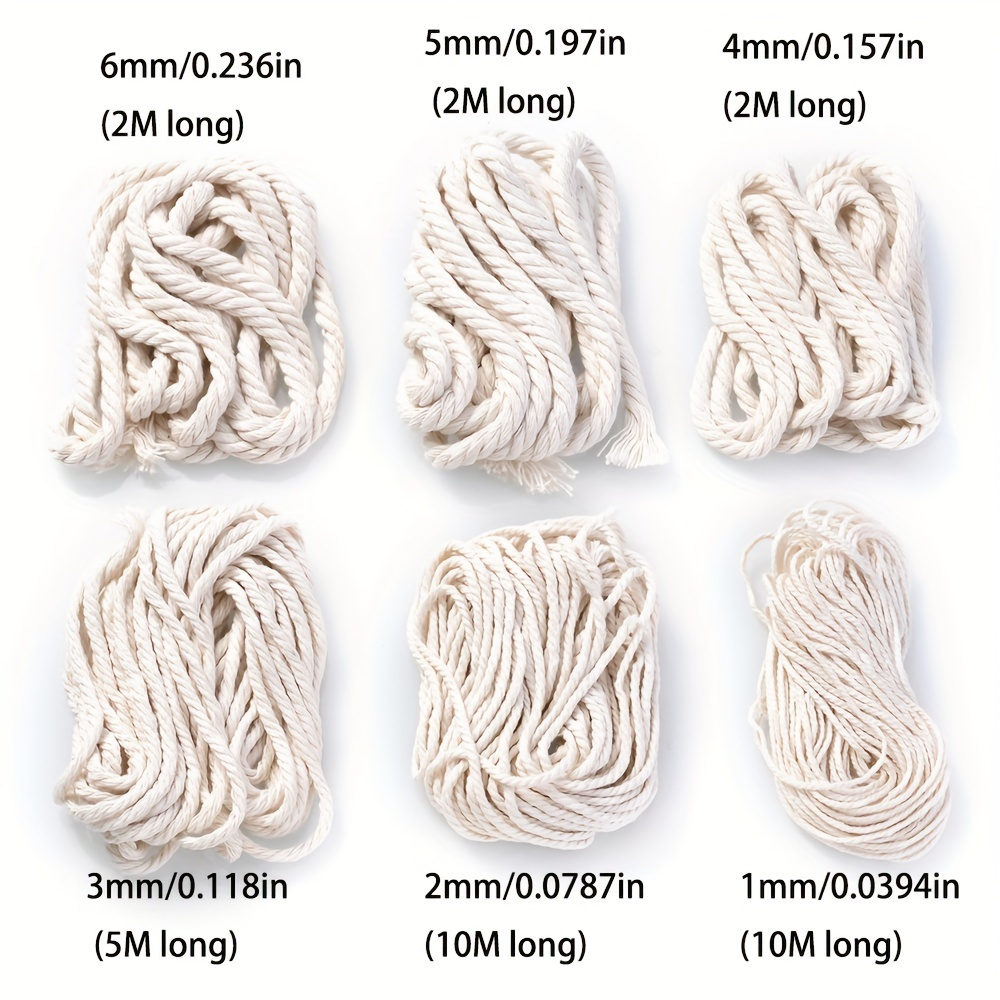 

Cotton Twisted Cord Rope, 1mm-6mm Inelastic Beading Threads For Diy Crafts, Macrame, Gift Wrapping, Knitting & Home Decor - Multipack With Various Sizes, Perfect For Christmas And Wedding Themes