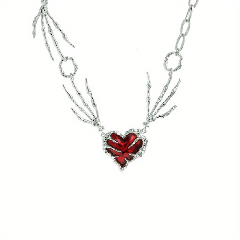 punk gothic heart pendant necklace men clavicular chain - Temu