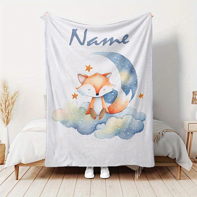 

Personalized Cute Fox Blanket: Custom Printed, Multifunctional, And Comfortable For Travel, Home, Or Outdoor Use - Suitable For All Seasons