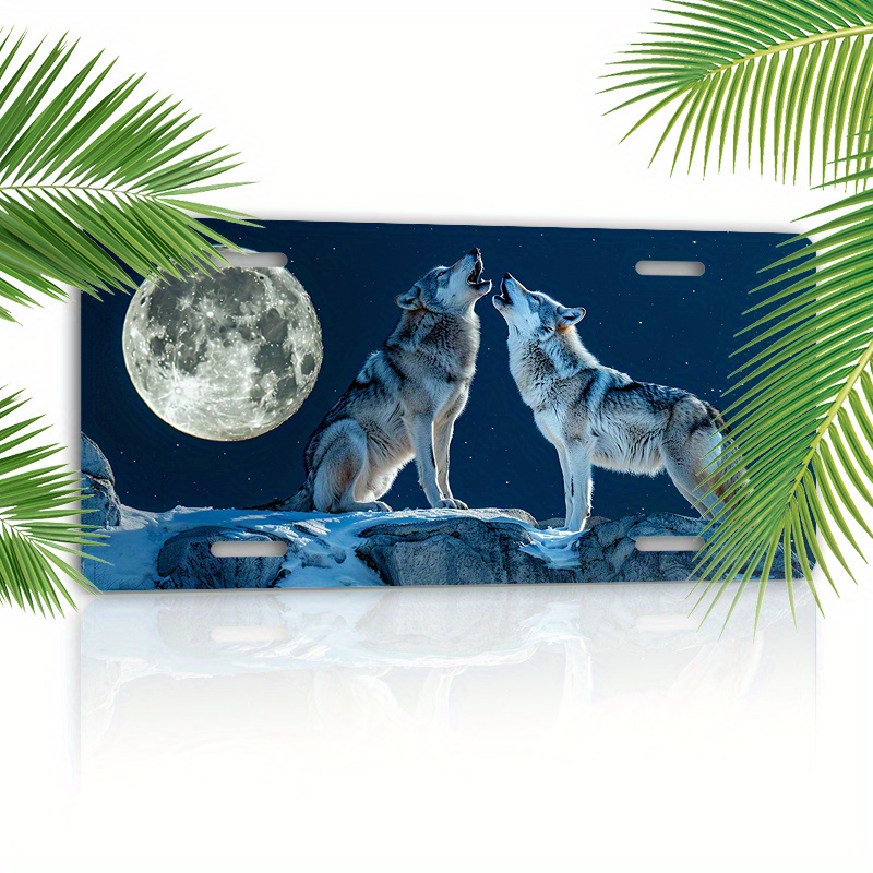 

1pc 6x12inch(15.2x30.5cm) Aluminum License Plate Wolf License Plate For Car Accessory