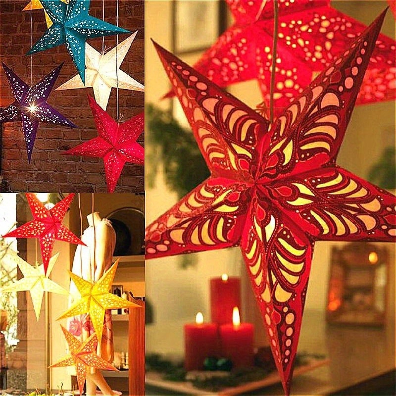 

Handcrafted 3d Laser-cut Star Ornaments For Christmas - High-quality White Cardboard, Home & Party Decorations, In 12", 16", 24" Sizes, Christmas Decor