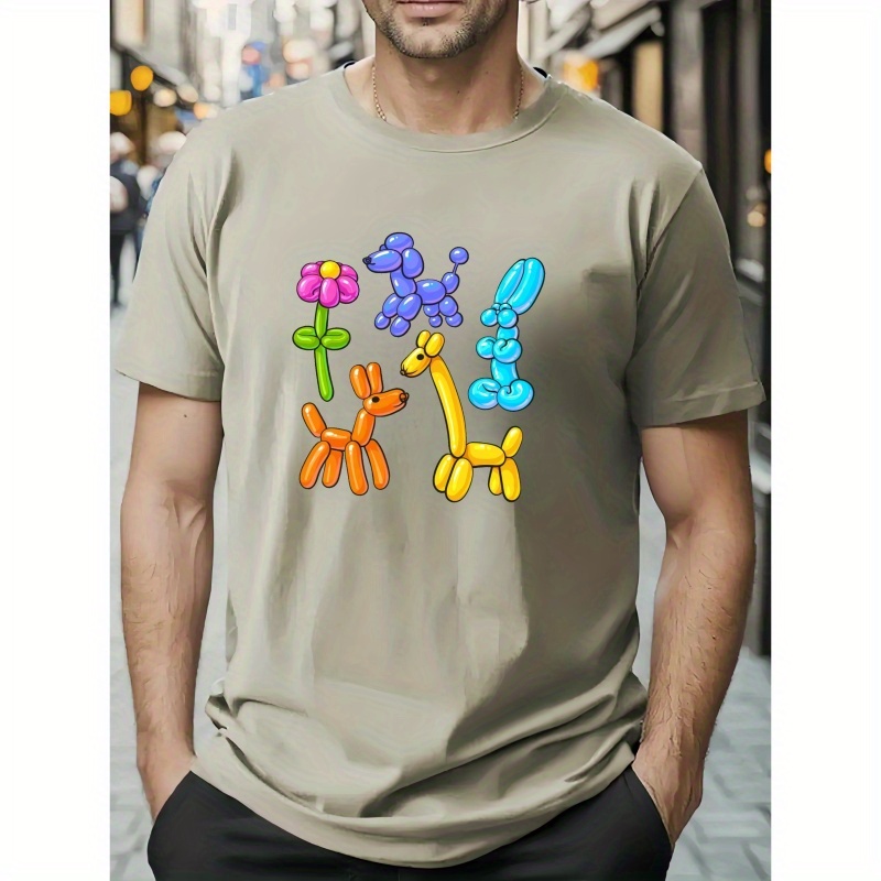 

Cute Cartoon Print Tee Shirt, Tees For Men, Casual Short Sleeve T-shirt For Summer