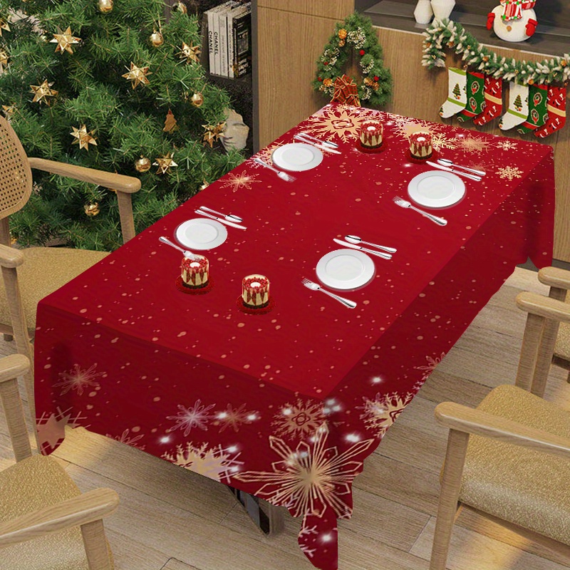 

Merry Christmas Tablecloth - Waterproof & Oil-resistant, Festive Holiday Decor For Home Kitchen & Living Room, Available In 5 Sizes