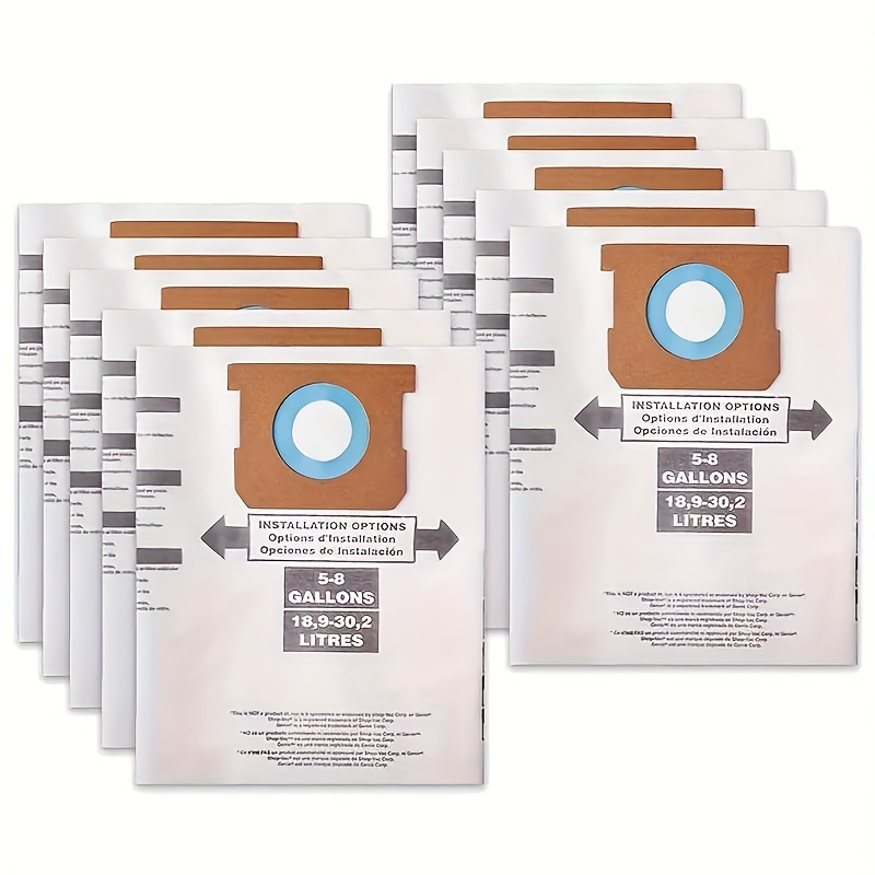 10 pack   vac dust bags   durable compatible with type e h vf2004 vhbs   vacuums 5 8 gallon models fabric material   attachment