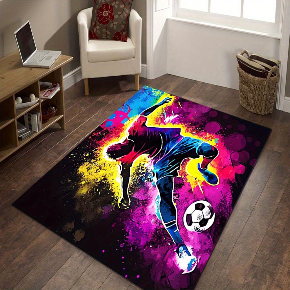 TEMU [800g/m2 ] 1pc Football Lovers Square Mat Decoration For House, , House Arrangement, Entrance Gate, , Landscape