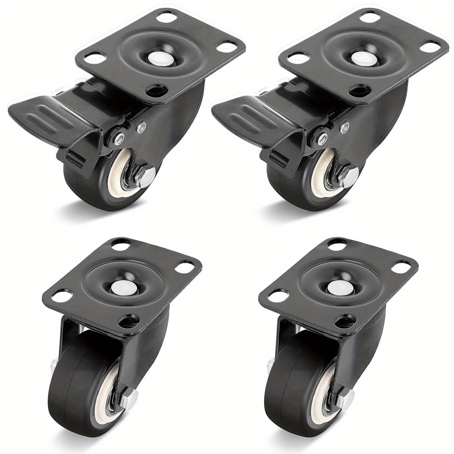 4 Stück Möbelrollen 50mm Transportrollen Mit Schwenkplatte Lautlose Schwerlastrollen Mit Bis 200 Kg Lenkrollen Für Möbel (2 Stück Rollen Mit 2 Stück Ohne )
