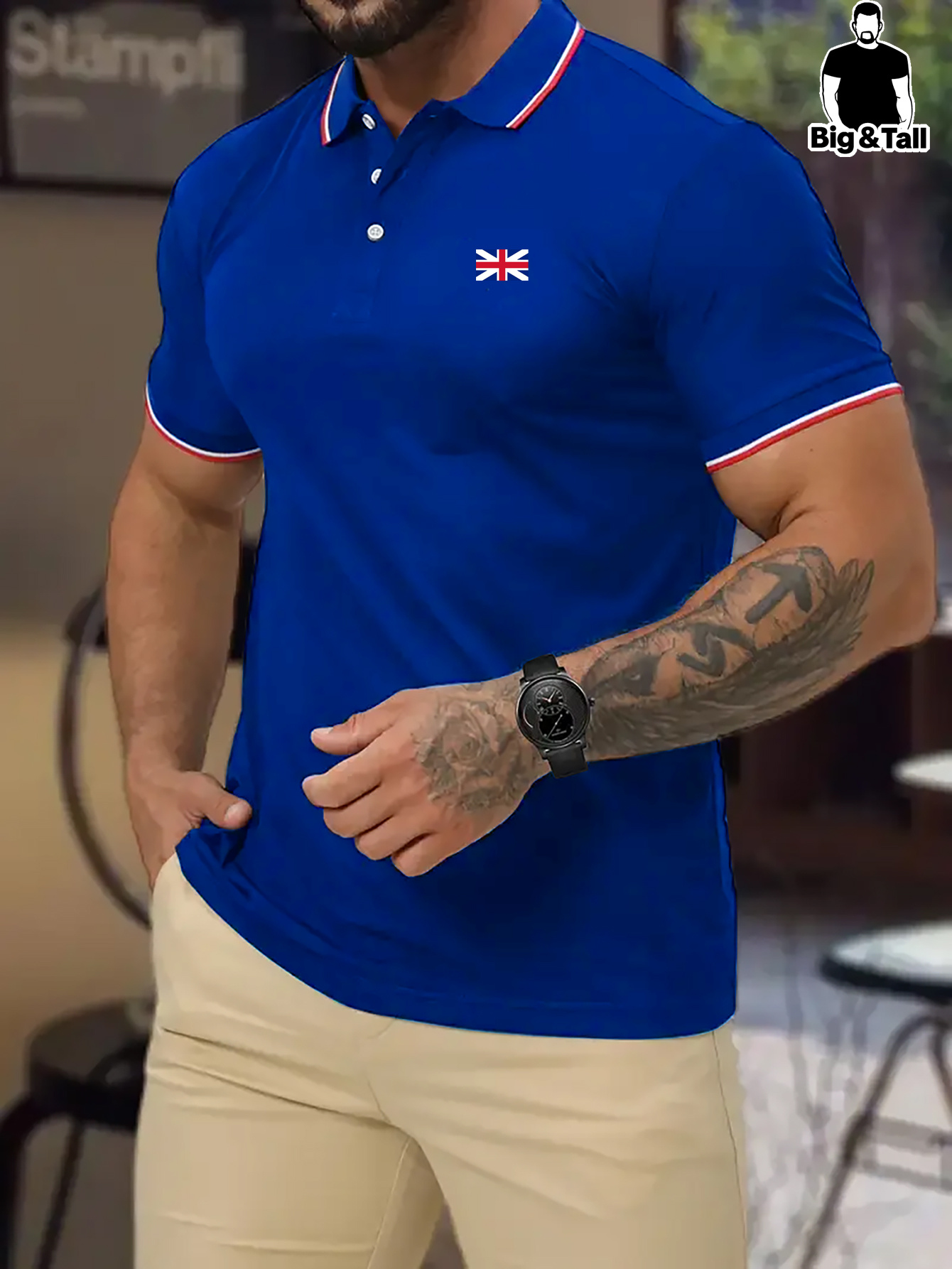 plus size men's golf shirt uk flag print short sleeve lapel Temu