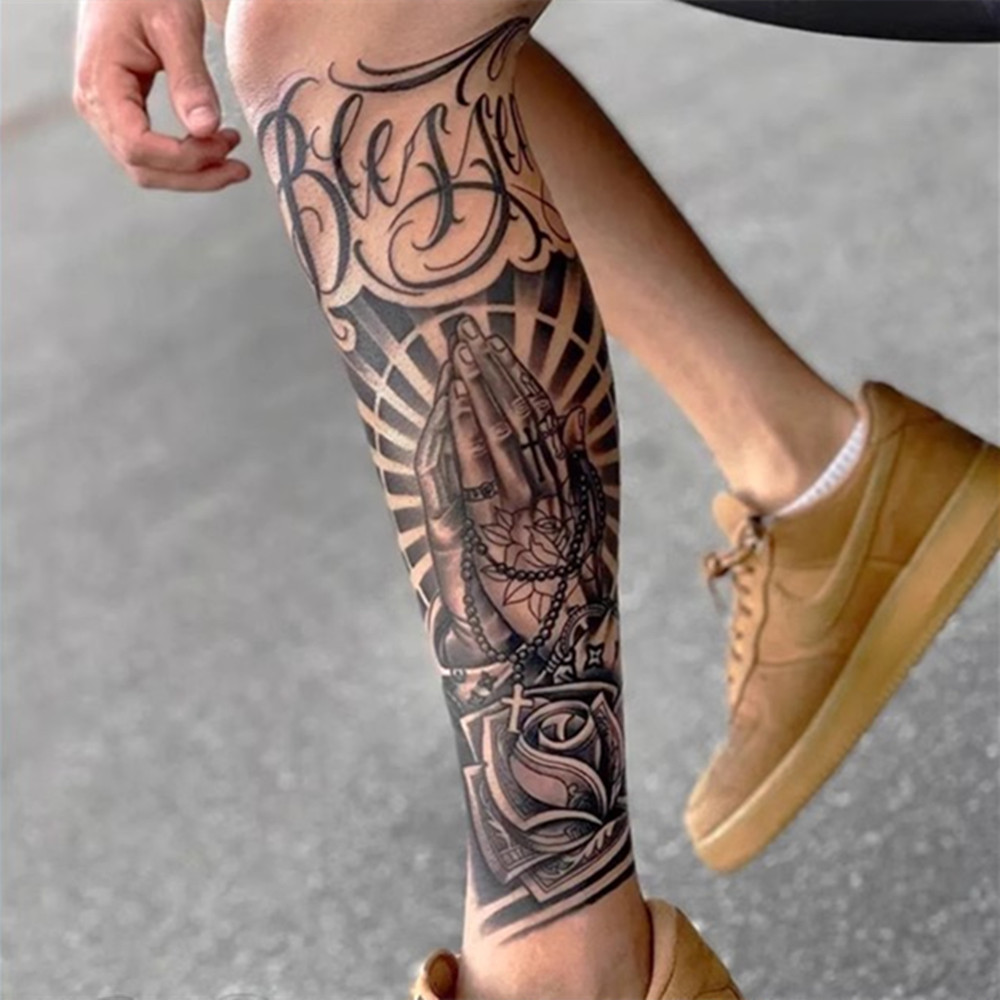 1 Sheet Arm Legs Cool Flower Tattoo Sticker Waterproof Long-lasting Arm Party Temporary Tattoo