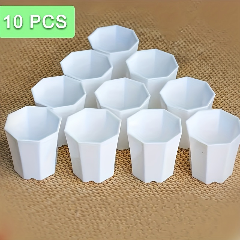 TEMU 10pcs White Self-watering Plant Pots With Drainage Holes - Perfect For Indoor/outdoor Succulents, Snake Plants, African Violets, And Flowers (plants, Display Racks, And Trays Not Included)