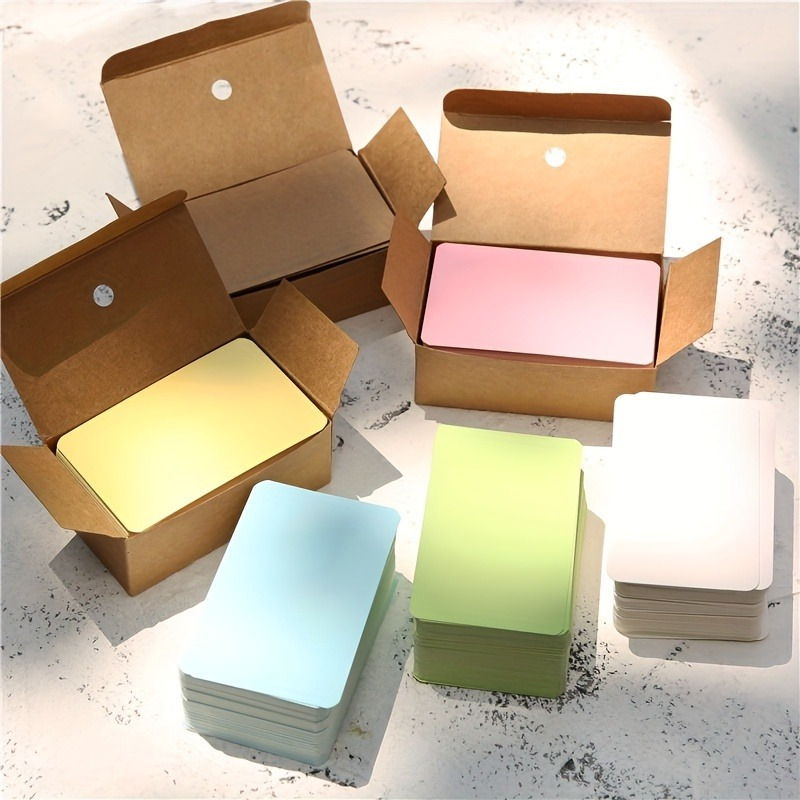

100-pack Premium Thick Colored Blank Kraft Paper Cards With Box - Multipurpose Diy Message & Word Cards For Notes, Graffiti, And Custom Projects